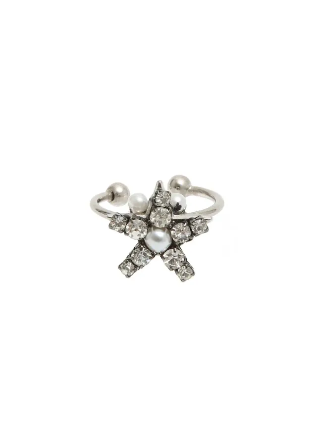 Rada Anello Stella ottone argento regolabile cristallo