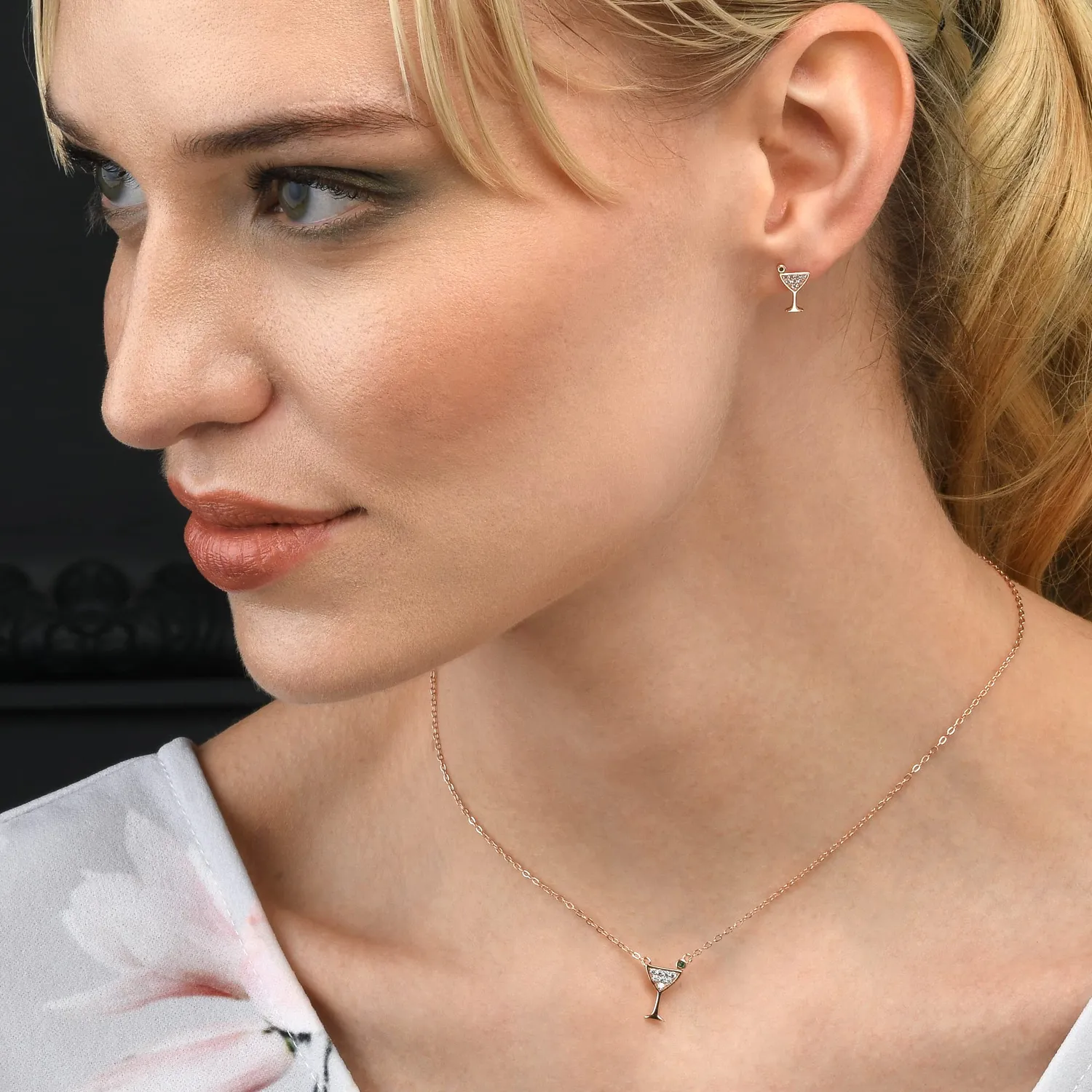 Diamond Treats Collana Cocktail Martini Oro Rosa Argento 925 Donna