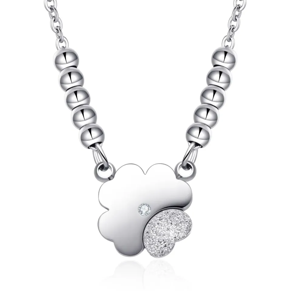 Dada Gioielli Collana Quadrifoglio Donna Acciaio con Zirconi