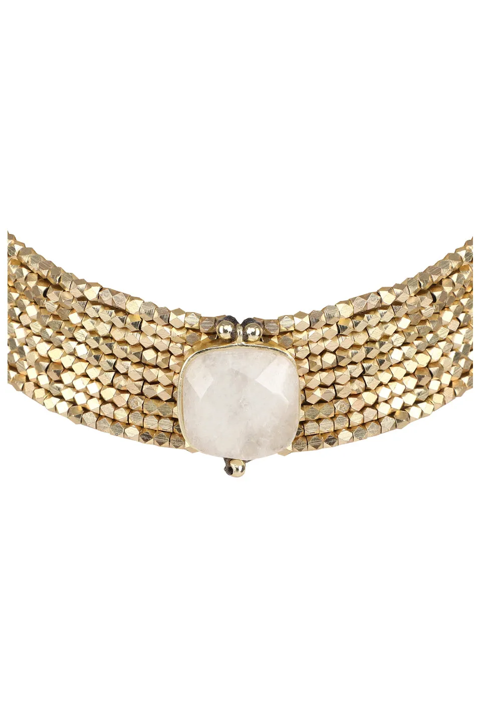 House of Tuhina Single Square Stone choker pietra verde