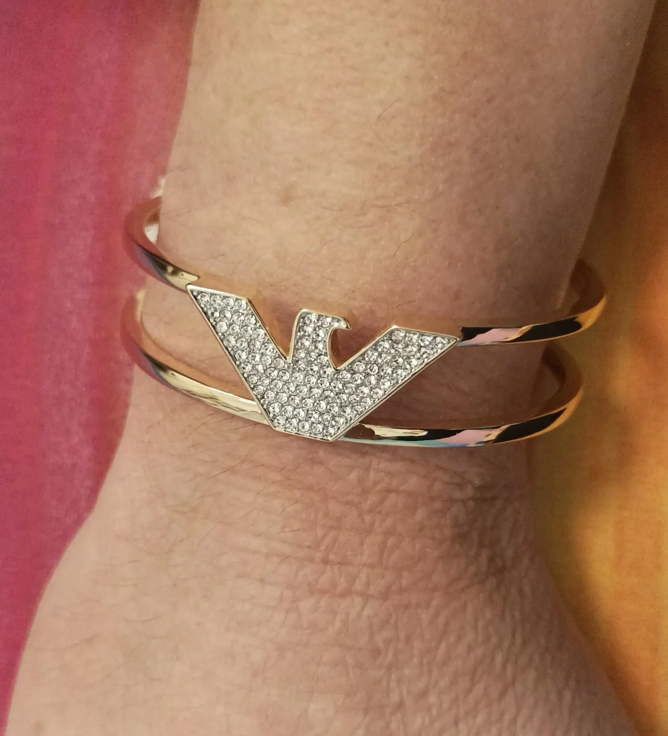 Emporio Armani EGS3047710 bracciale manchette oro cristalli