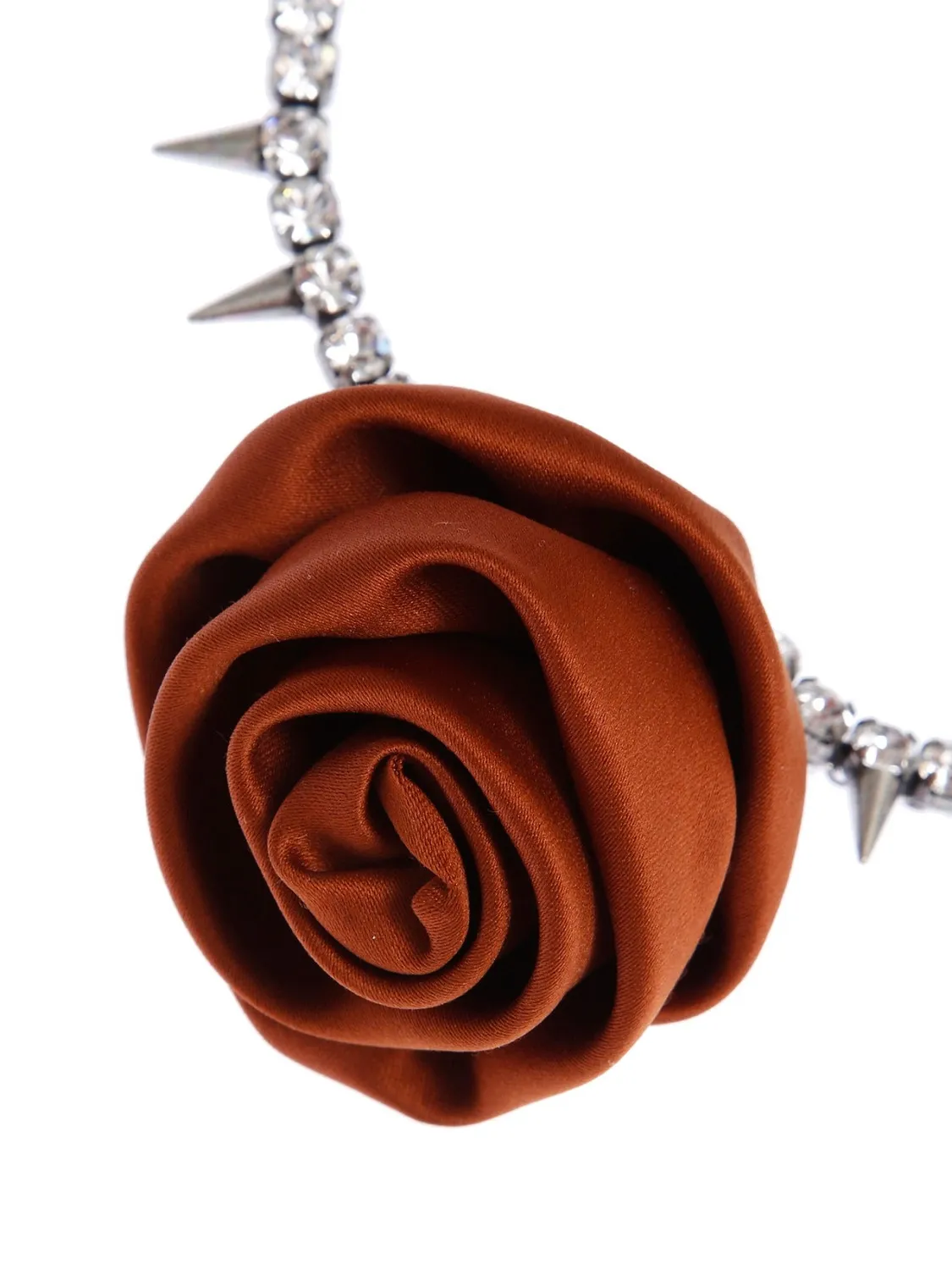 Rada Collana Choker Rosa Satin marrone strass punk
