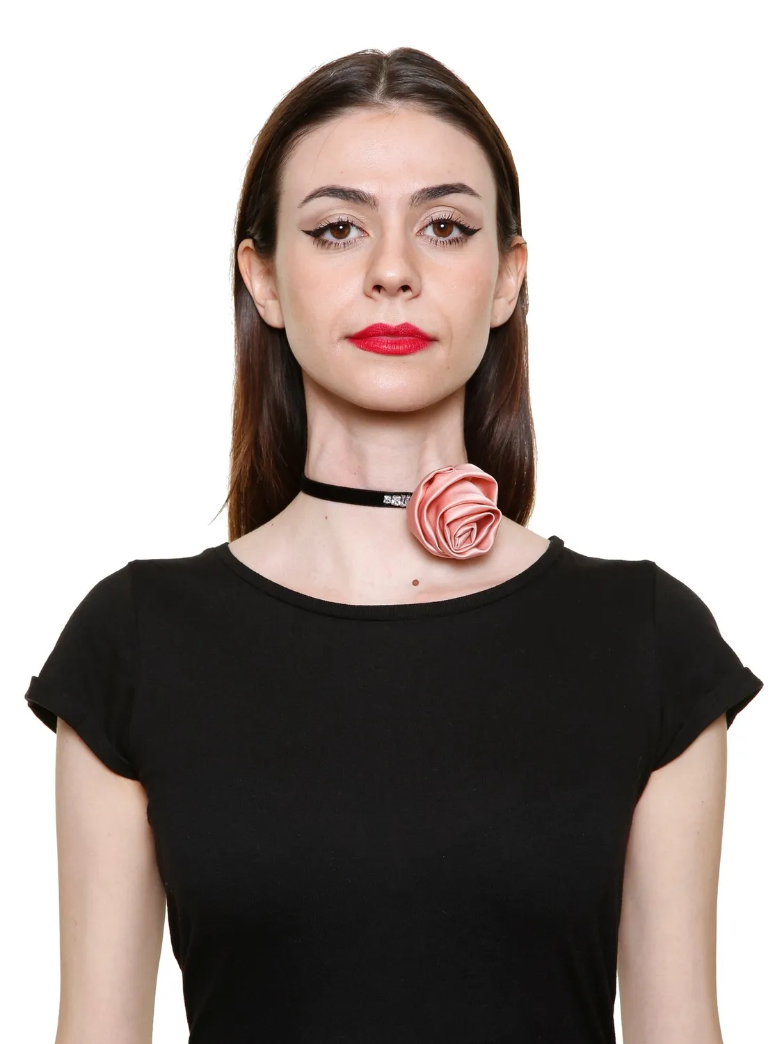 Rada Choker Rosa Satin collana girocollo rosa velluto