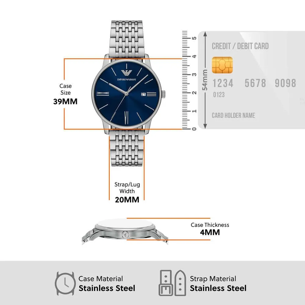 Emporio Armani Orologio Analogico Blu Argento