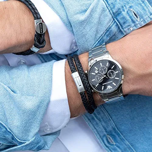 Emporio Armani Bracciale Uomo Argento Acciaio Simbolo