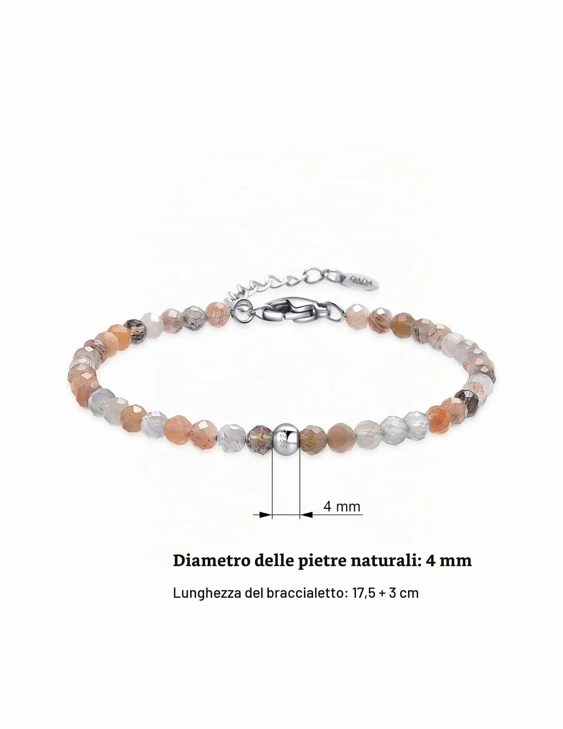 Dada Gioielli Bracciale Argento Pietra di Luna 4mm Donna