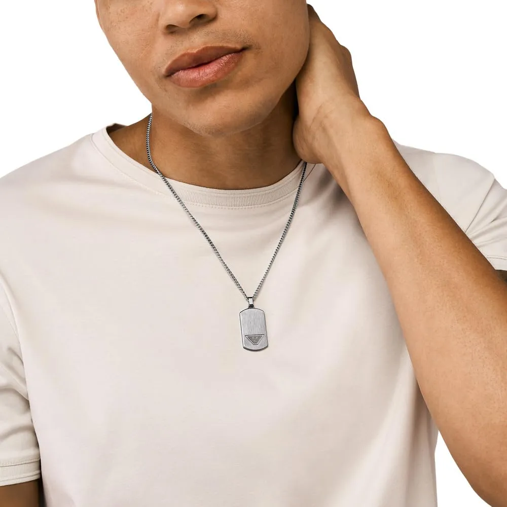Emporio Armani collana dogtag uomo acciaio