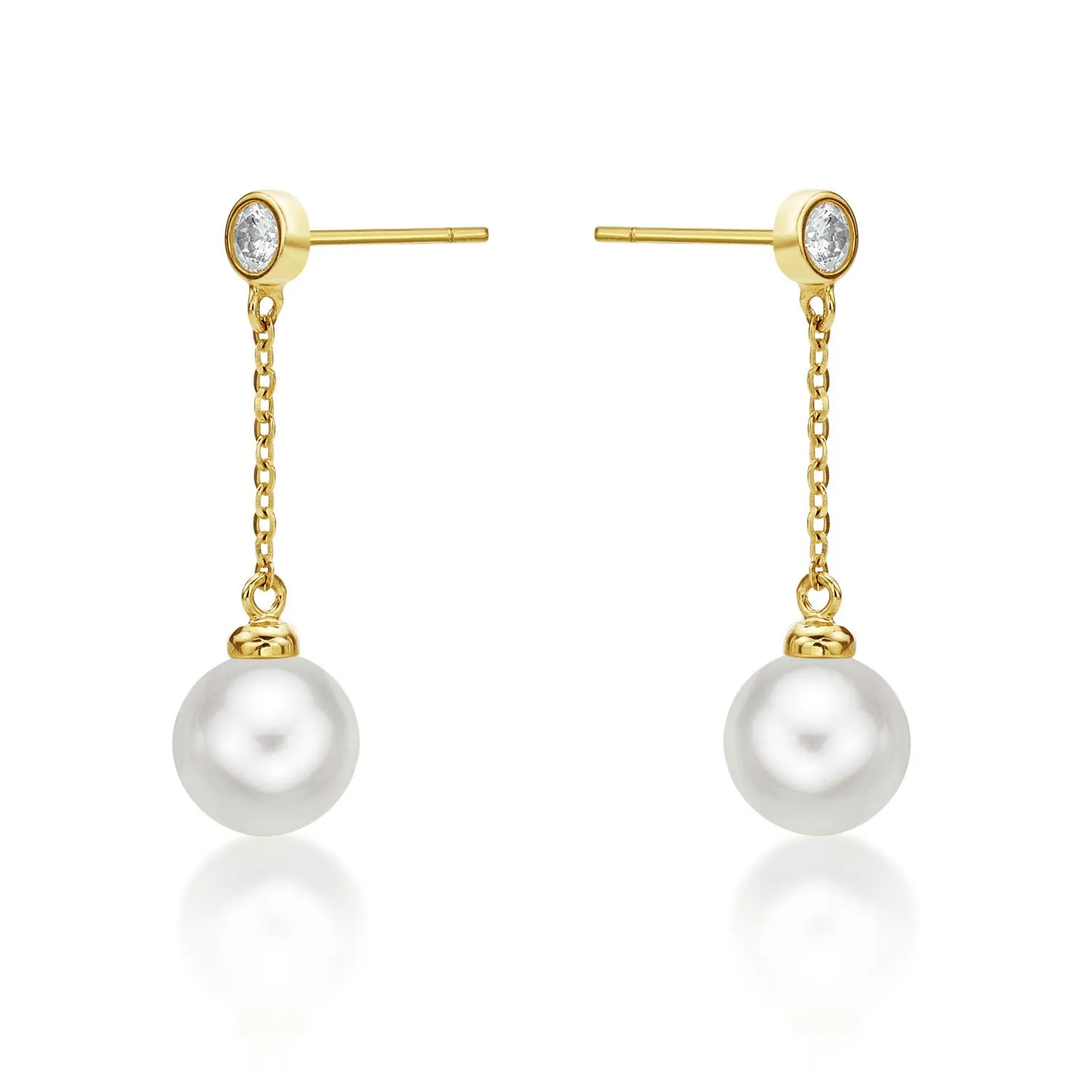 Diamond Treats Orecchini Pendenti Perle Oro 9K Zirconia