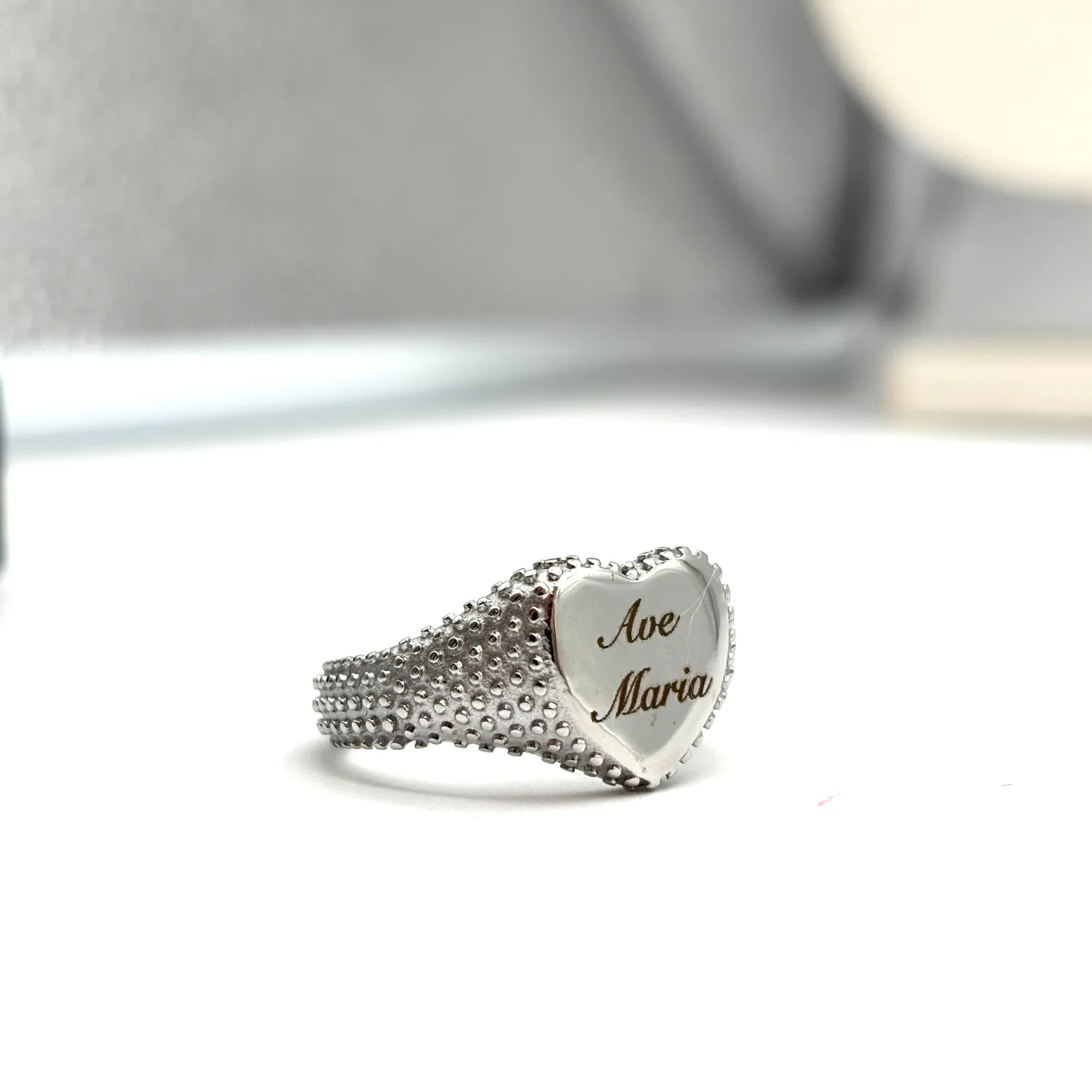 Ornamenta Ave Maria anello cuore regolabile argento