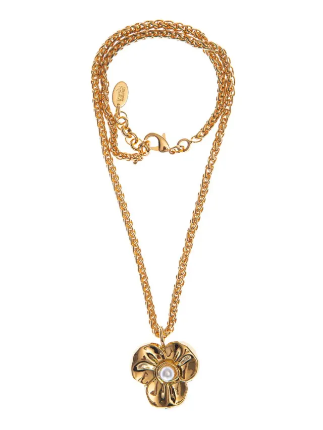 Rada Collana con Fiore collana oro fiore e perla