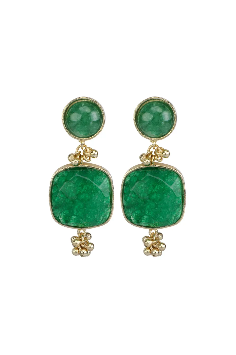House of Tuhina Square Green Stone orecchini pietra verde