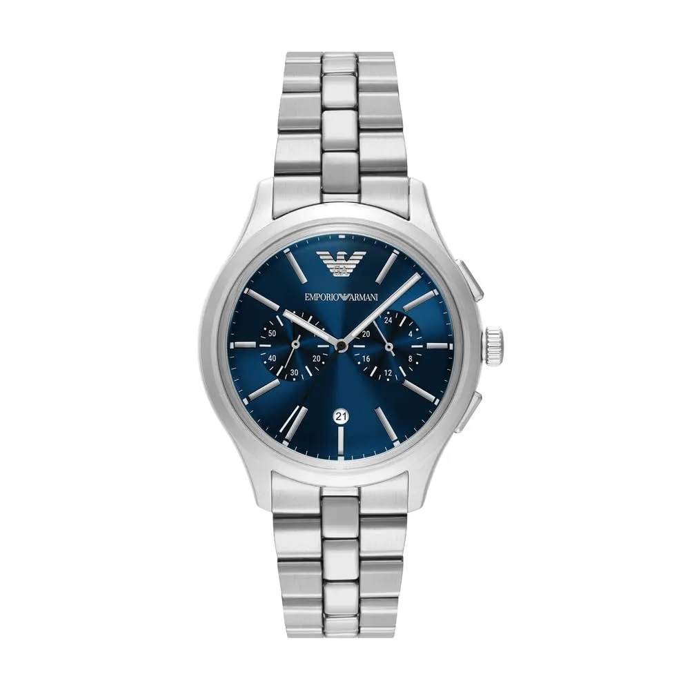 Emporio Armani Orologio Uomo Crono 41mm Argento Verde Scuro