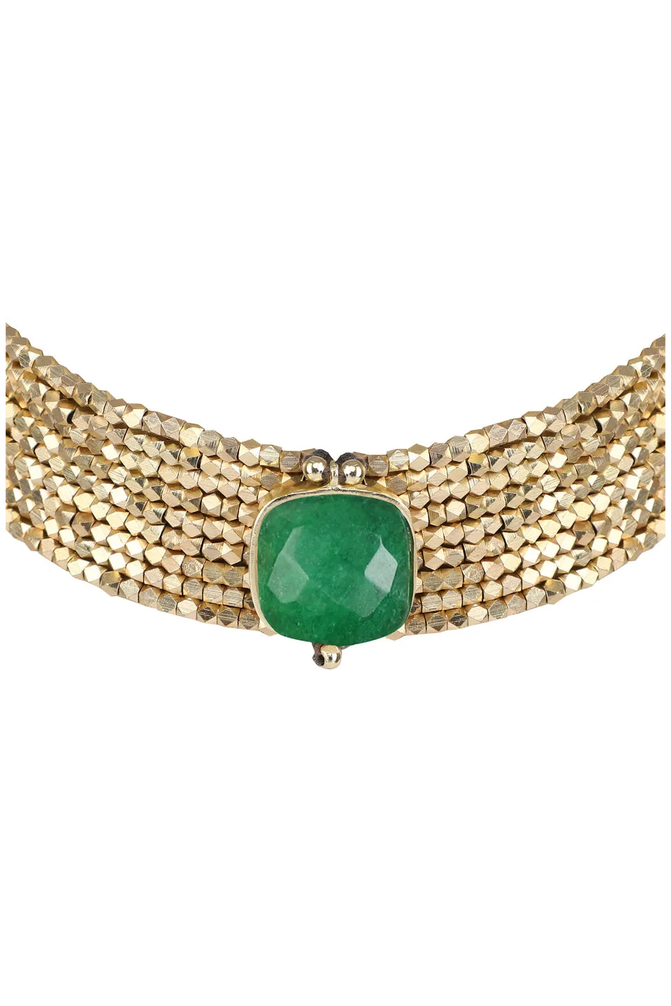 House of Tuhina Single Square Stone choker pietra verde