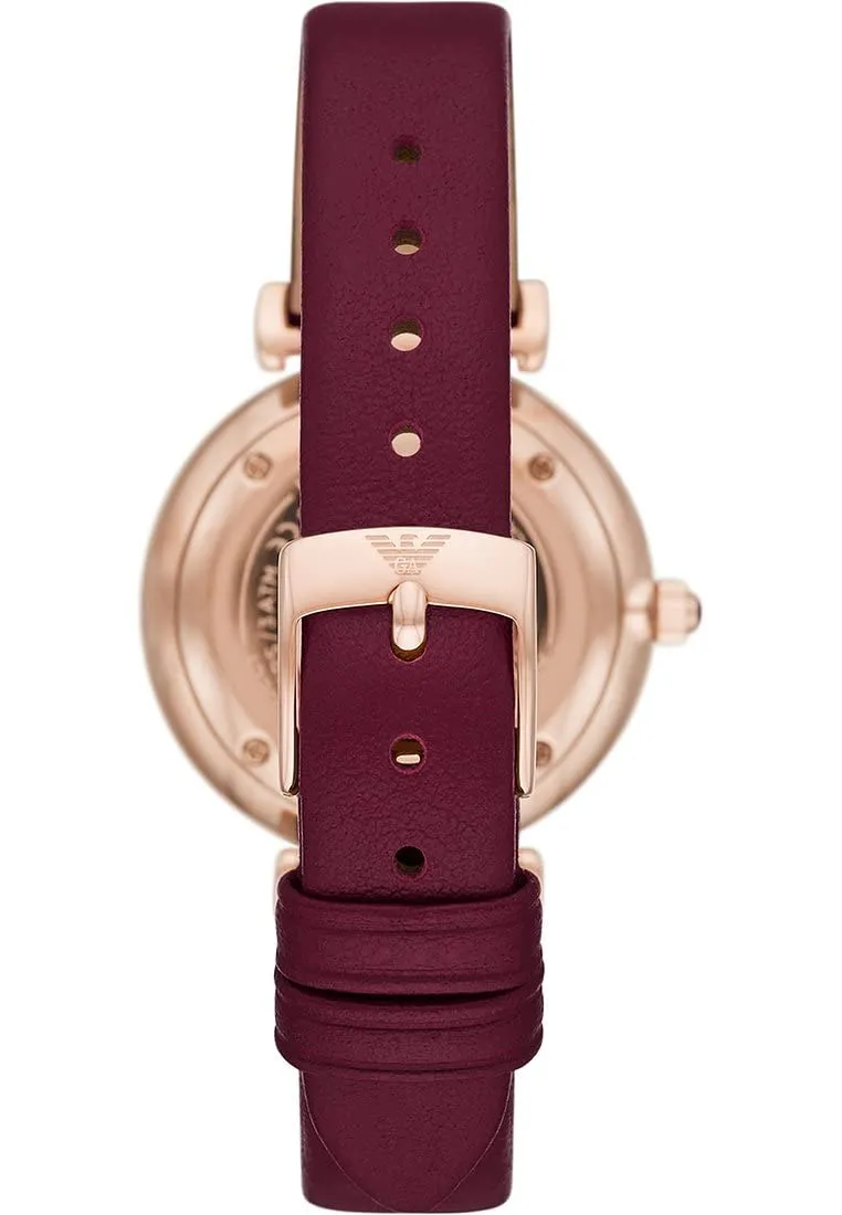 Emporio Armani AR11487 Orologio Donna 32mm Pelle Bordeaux