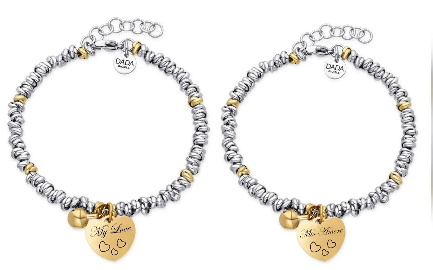 Dada Gioielli Amore Campanella e Cuore bracciale oro e oro