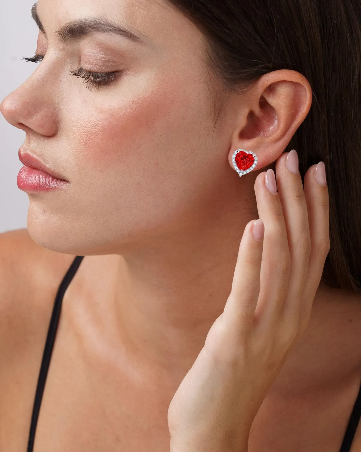 Dada Gioielli Punto Luce Cuore 11mm Orecchini Rosso Rubino