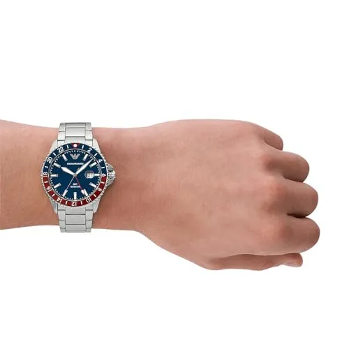 Emporio Armani Orologio Blu Cobalto Argento Doppio Tempo