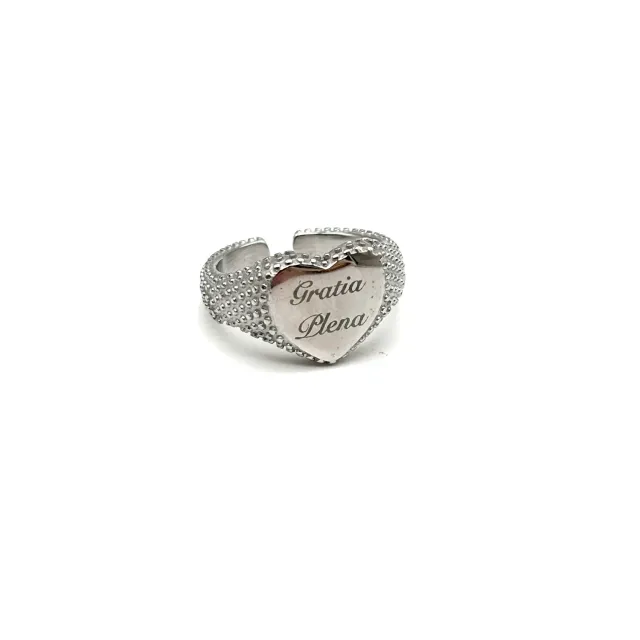 Ornamenta Gratia Plena anello cuore argentato regolabile