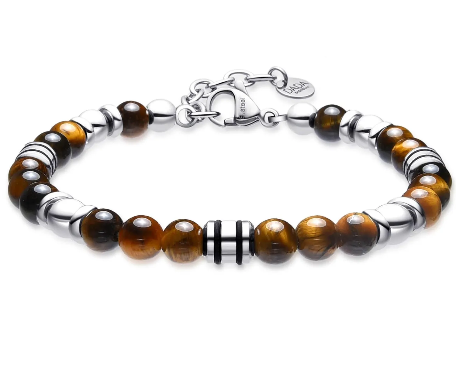 Dada Gioielli Bracciale Uomo Occhio di Tigre Pietra Naturale 6mm