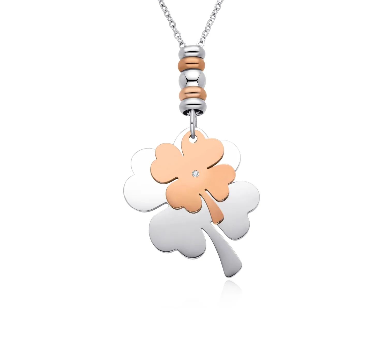 Dada Gioielli Collana Quadrifoglio Argento e Oro Rosa