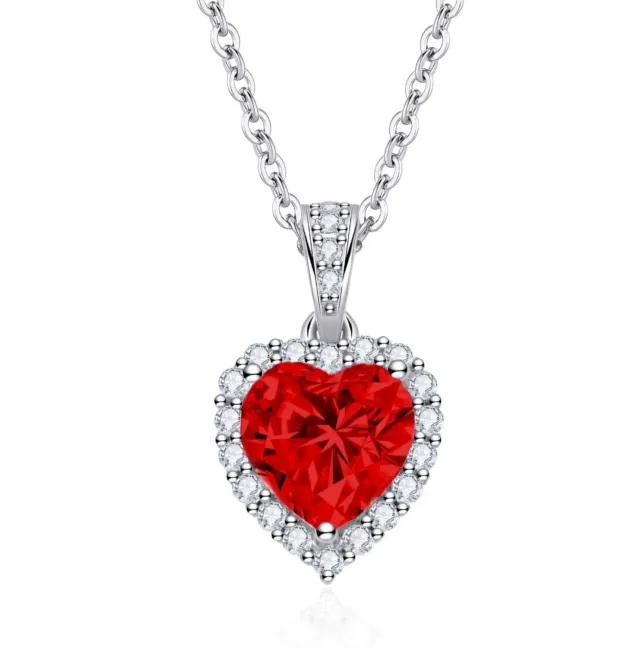 Dada Gioielli Collana Cuore 12mm Punto Luce Argento Rubino