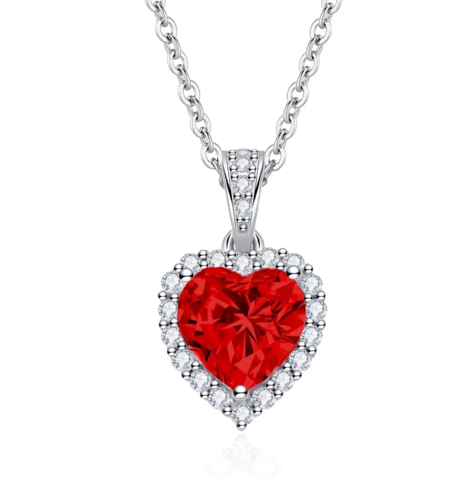 Dada Gioielli Collana Cuore 12mm Punto Luce Argento Rubino