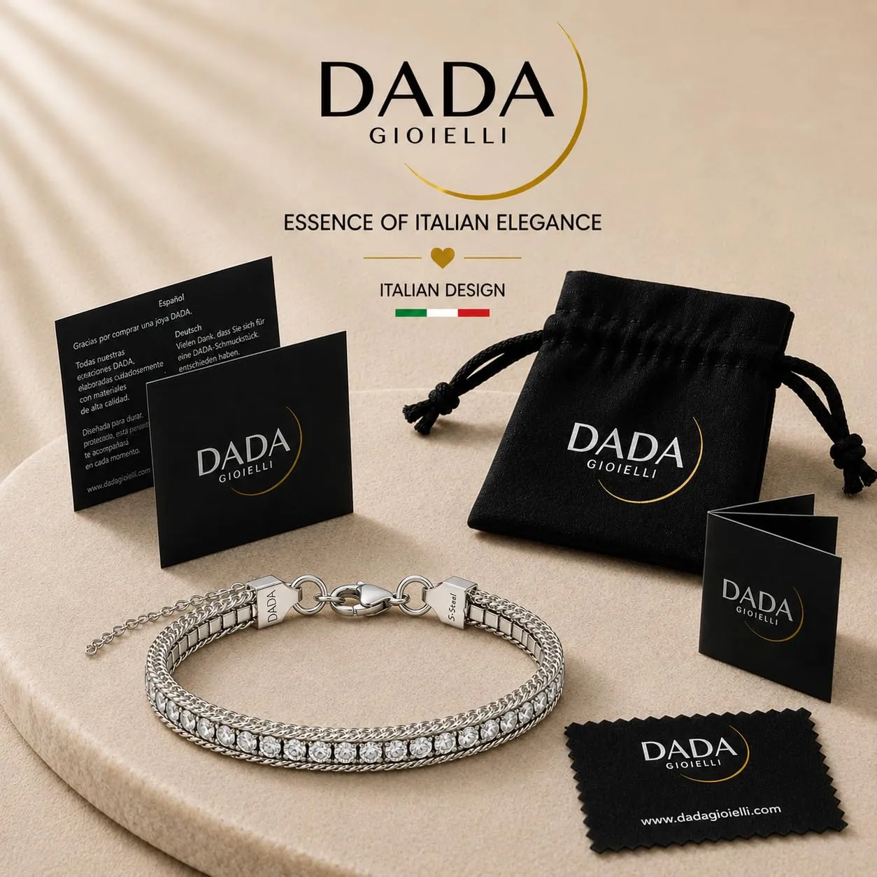 Dada Gioielli Tennis e Grumetta Bracciale Bianco zirconi bianchi