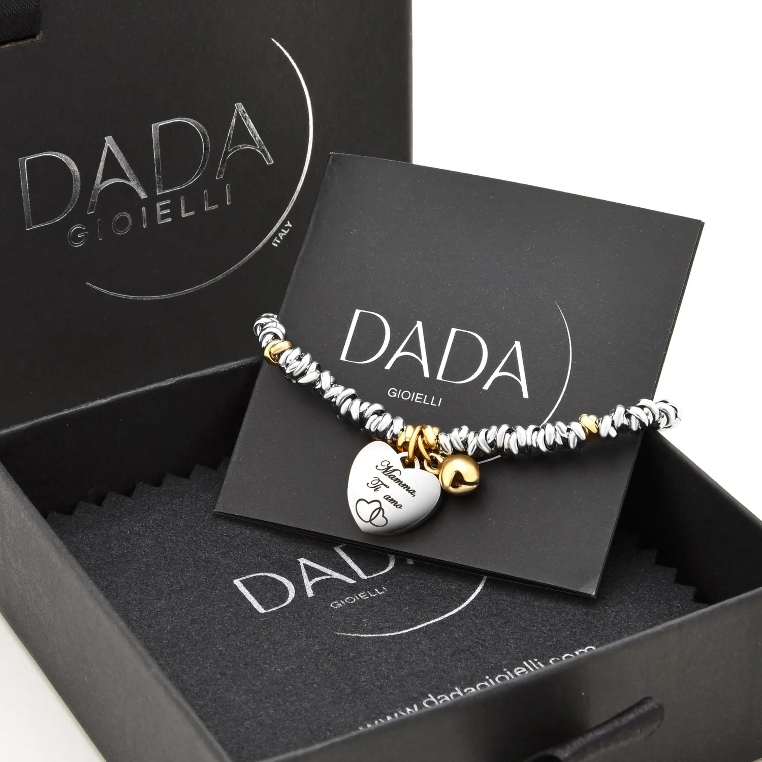 Dada Gioielli Bracciale Mamma Campanella Cuore Argento Oro