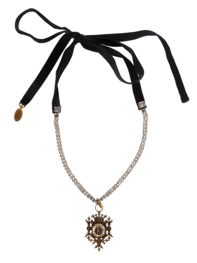 Rada Emblema collana velluto cristallo