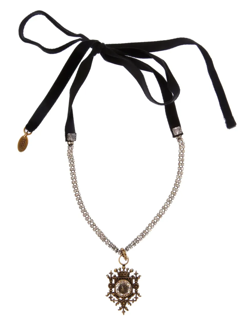 Rada Emblema collana velluto cristallo