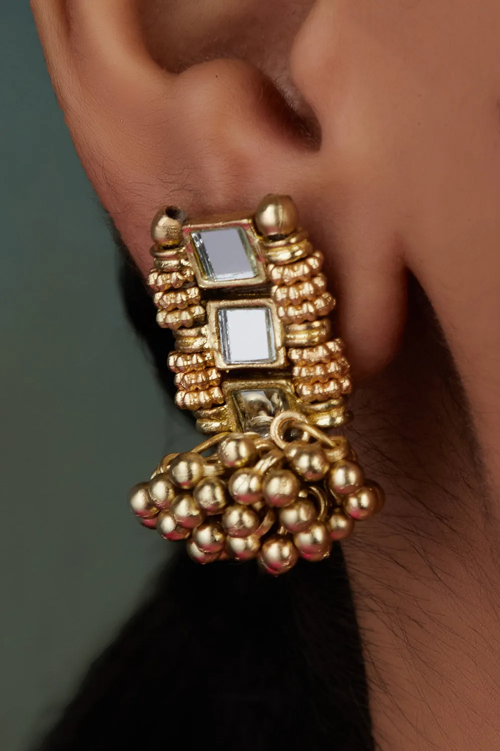 House of Tuhina Mirror Falak orecchini oro specchio