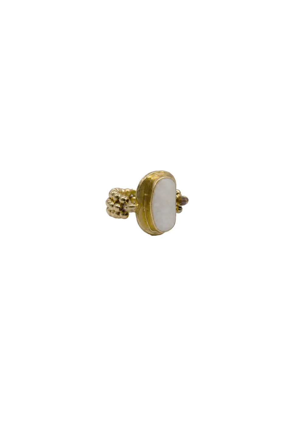 House of Tuhina Boat Stone anello grigio argento pietra naturale