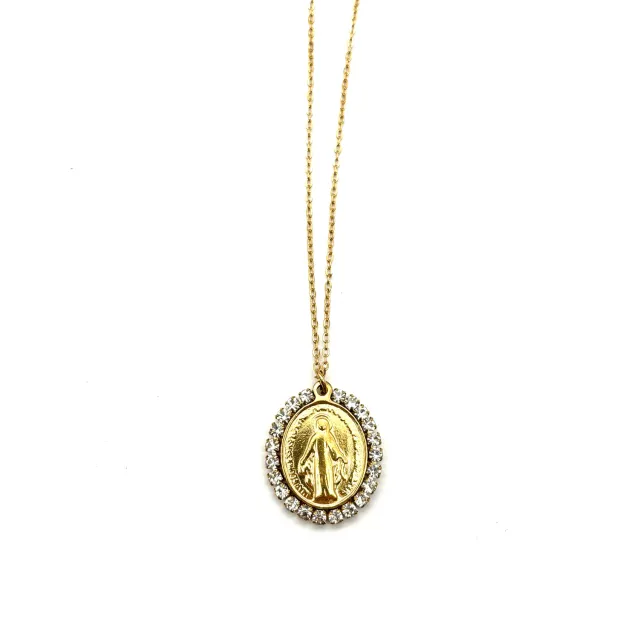 Ornamenta Miracolosa collana acciaio oro zirconi 40-45 cm