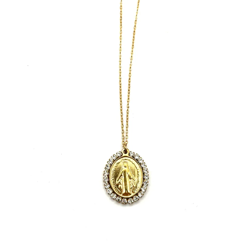 Ornamenta Miracolosa collana acciaio oro zirconi 40-45 cm