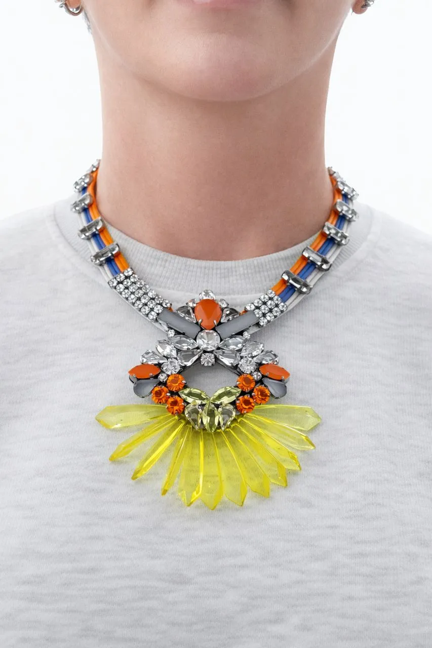 Rada collana geometrica cordoncini strass