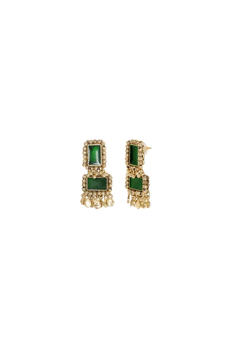 House of Tuhina Lalita orecchini vetro verde marrone