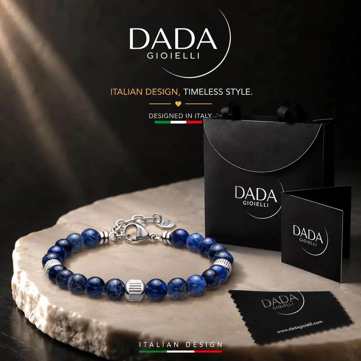 Dada Gioielli Bracciale Uomo Sodalite Pietra Naturale 6mm