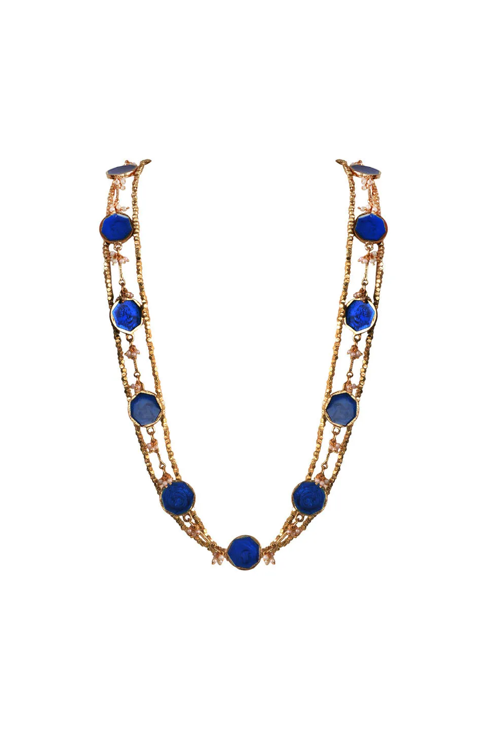 House of Tuhina Trajva Enamel Multi-Row Pearl collana smalto