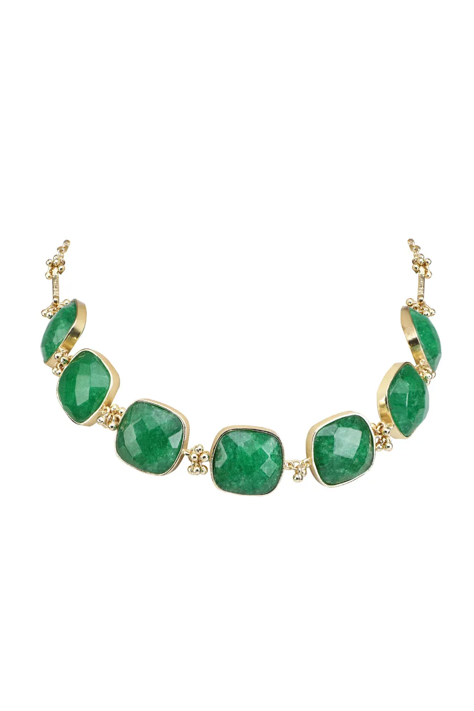 House of Tuhina Square Stone Collana Vetro Verde Foglia