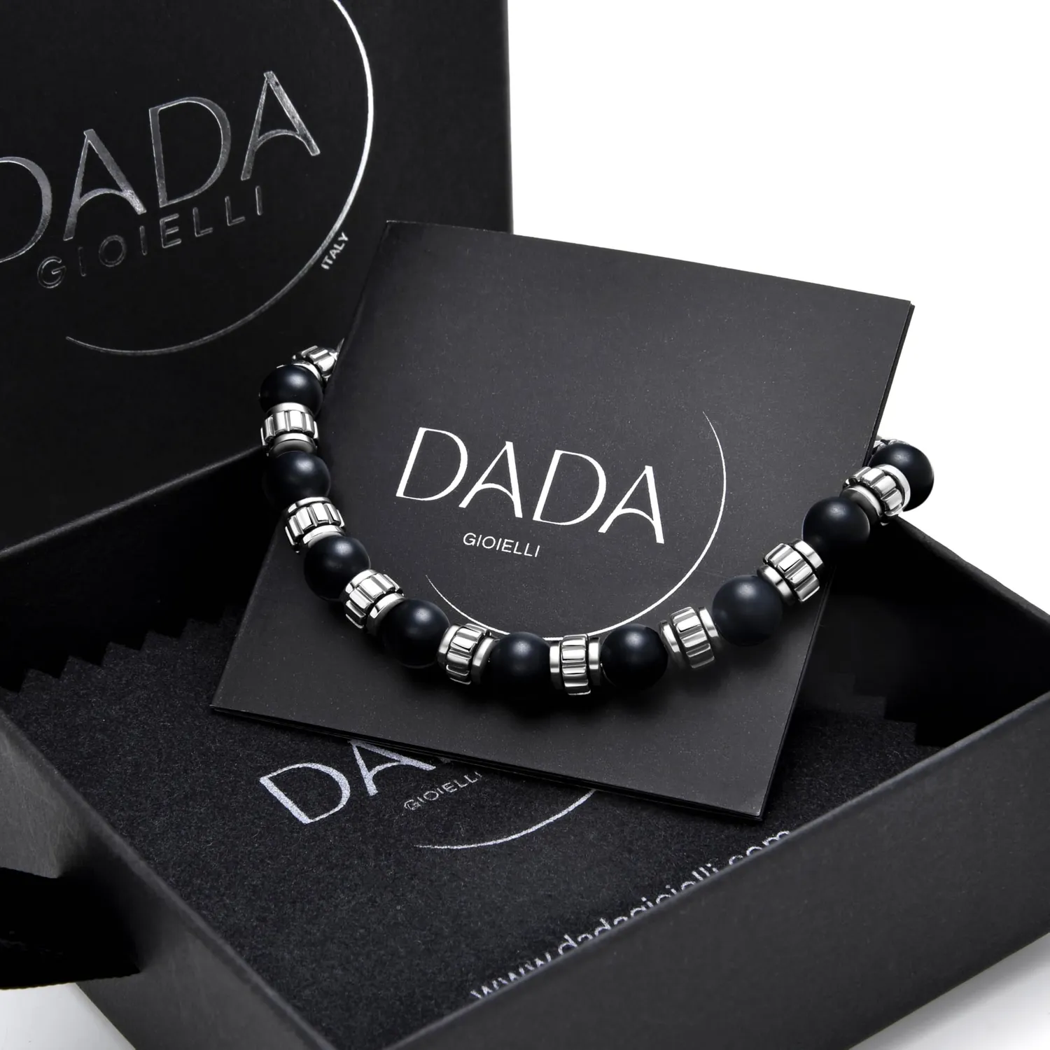 Dada Gioielli bracciale uomo agata nera 6mm pietra