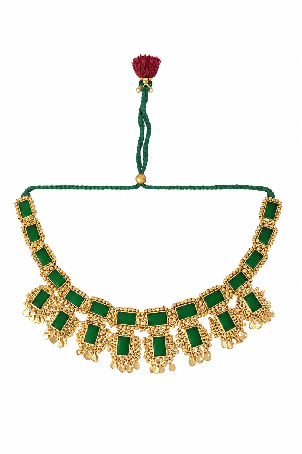 House of Tuhina Rudrana Collana Smaltata Bordeaux Pietre