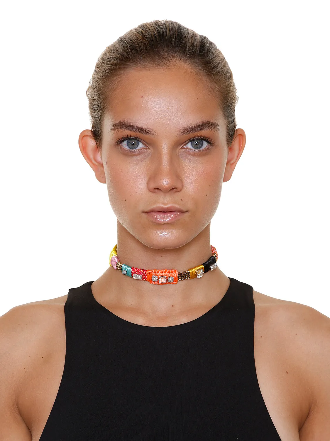 Rada Intreccio di Cordoncini Collana Turchese Multi cristalli