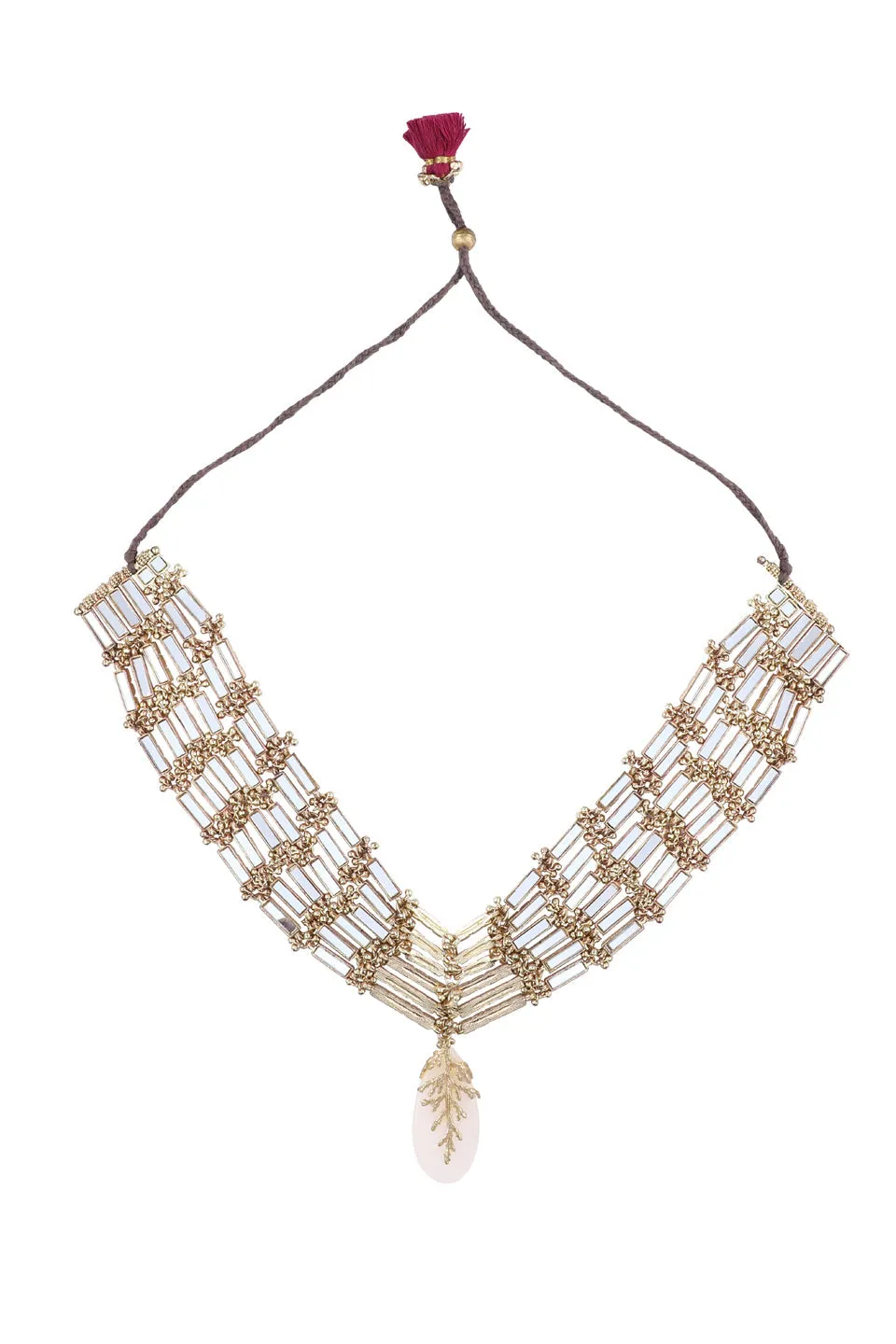 House of Tuhina Leaf Stone Qabeela choker bianco sporco