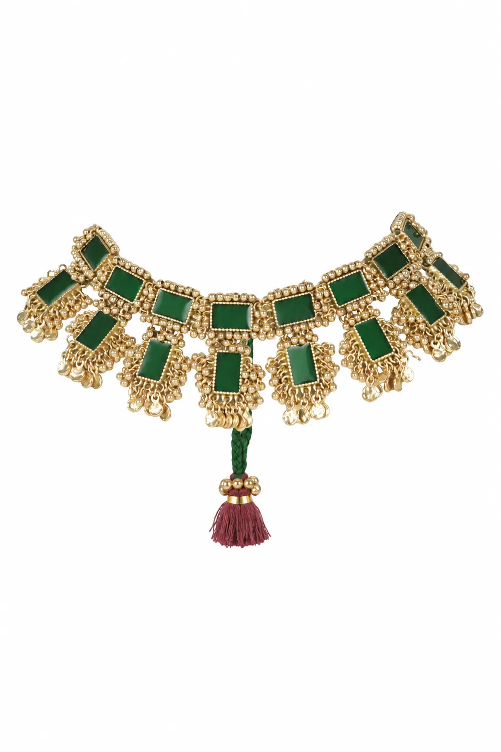 House of Tuhina Rudrana Collana Smaltata Bordeaux Pietre
