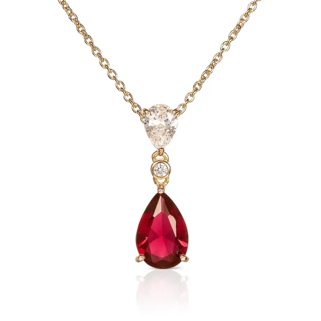 Diamond Treats collana donna argento goccia zirconi rossi oro