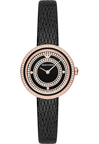 Emporio Armani AR11493 Orologio Donna 30mm Pelle Nero Oro Rosa