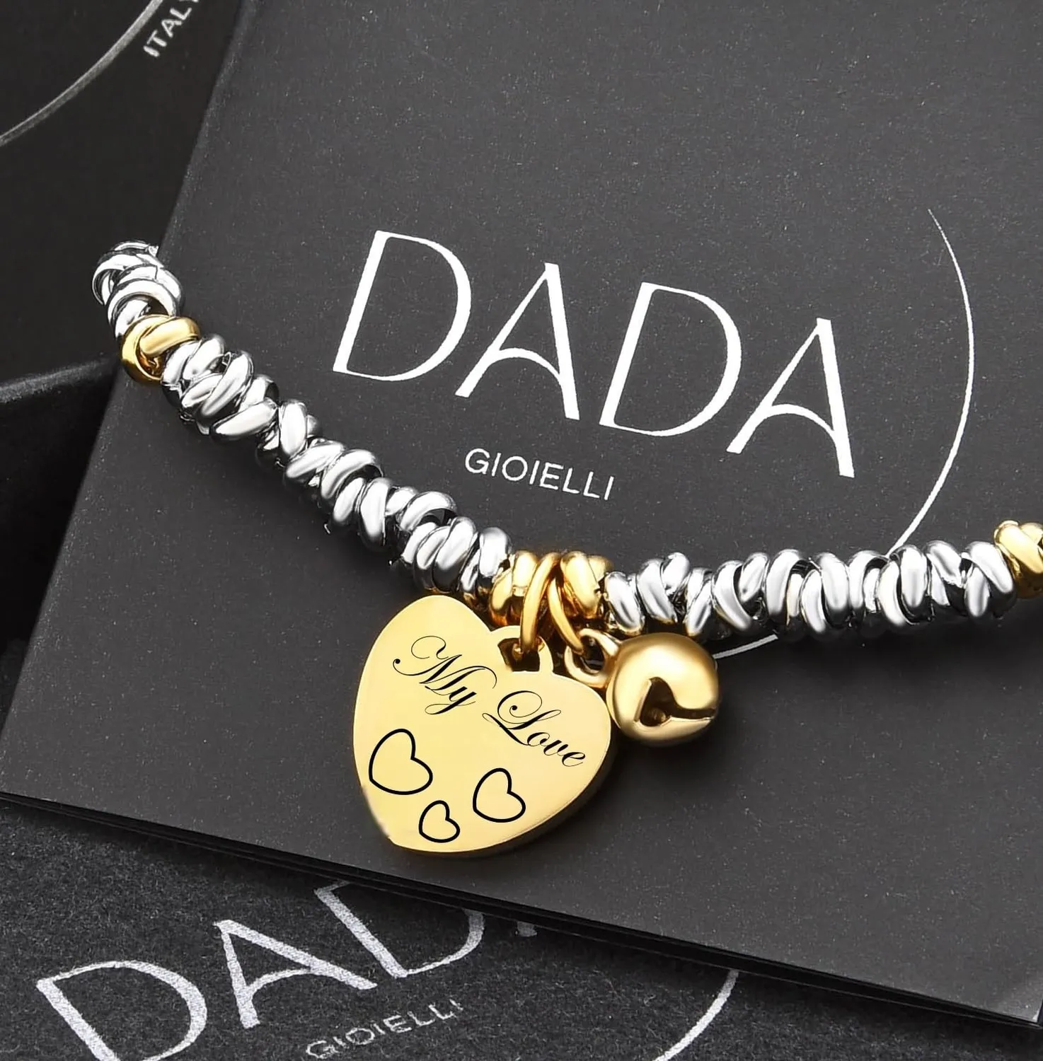 Dada Gioielli Amore Campanella e Cuore bracciale oro e oro
