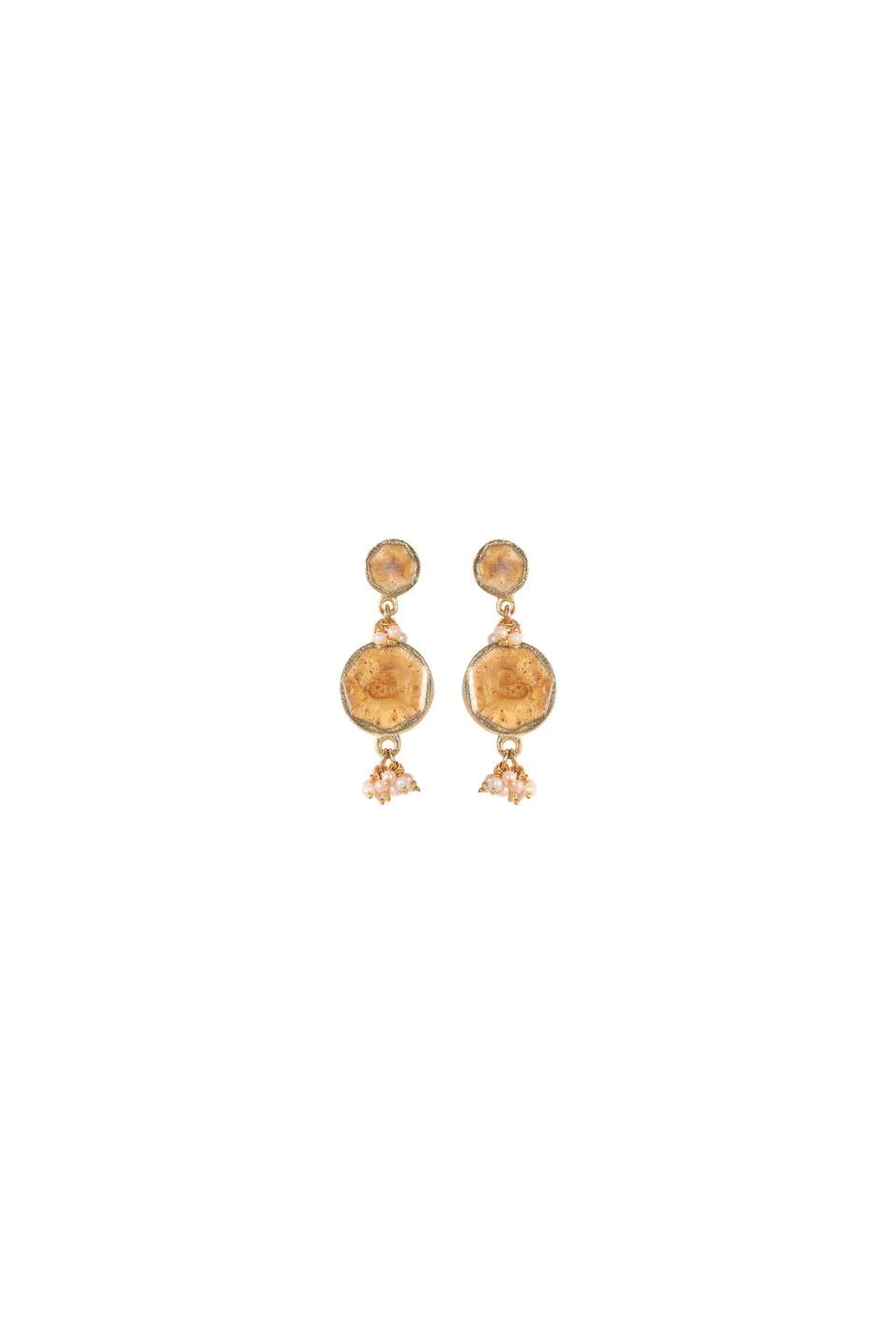 House of Tuhina Enamel Long Pearl orecchini lagoon smalto