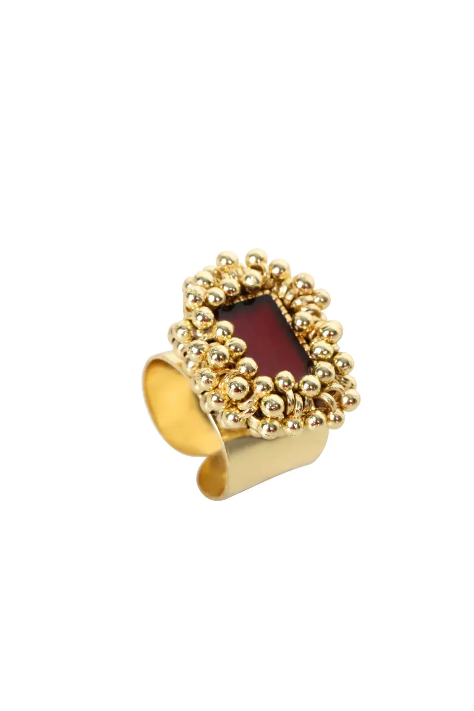 House of Tuhina Trajva Enamel Brick Jaal anello smalto bordeaux