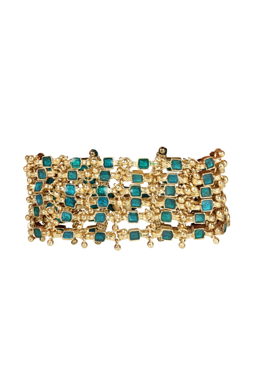 House of Tuhina Enamel Ocean bracciale smaltato grigio argento